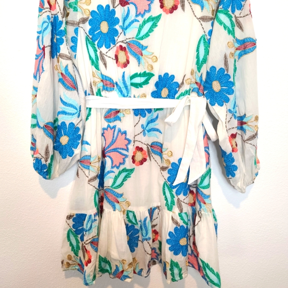 Oliphant Flirty Short Long Sleeve Dress in Monet Size Large - Picture 7 of 14